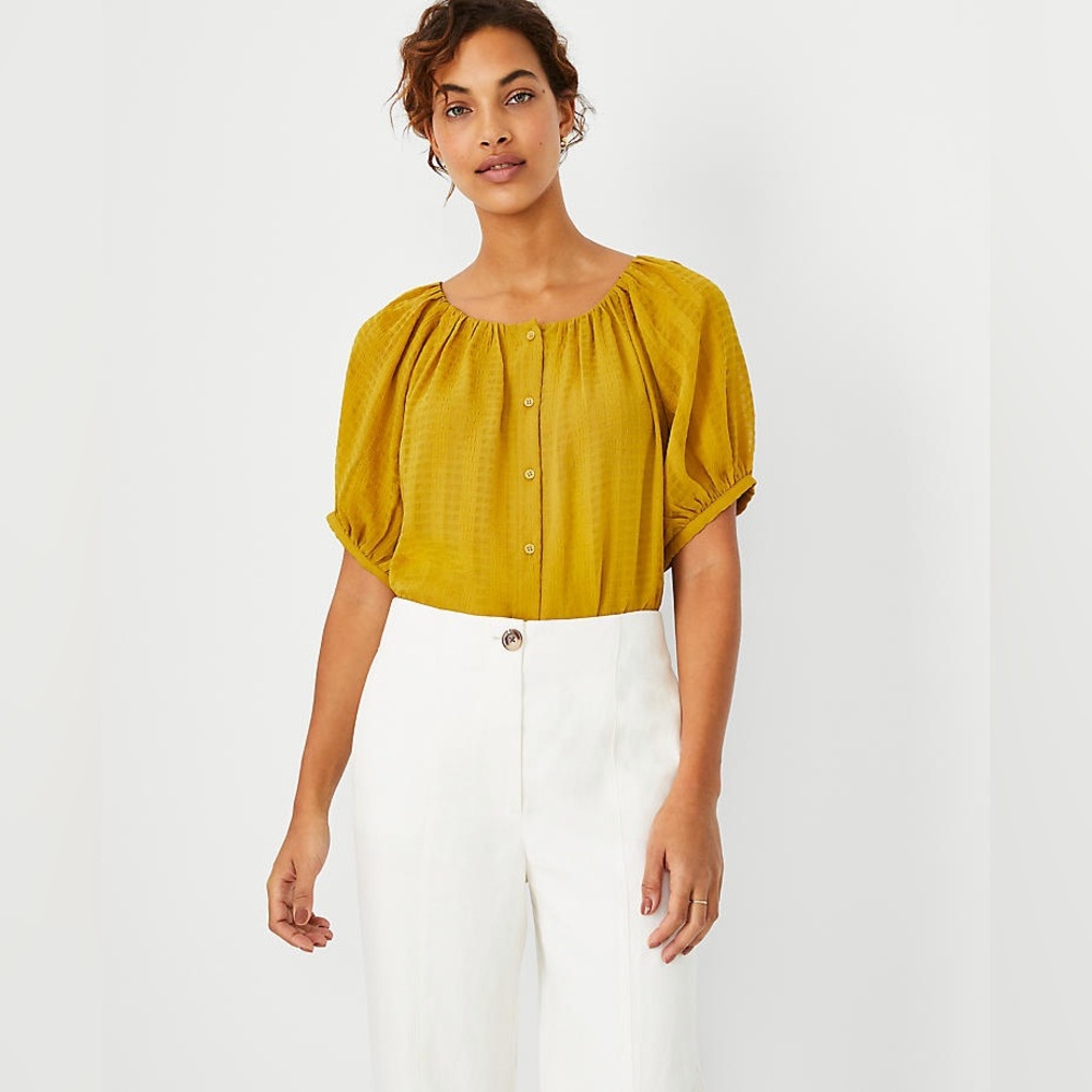 Ann Taylor Boatneck Button Raglan Top Size Petite Medium